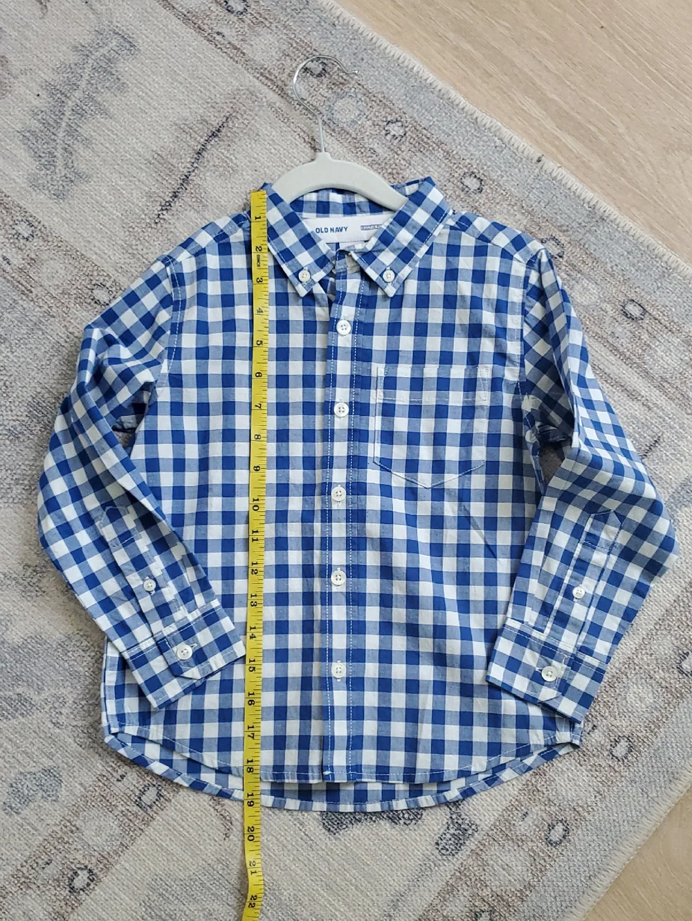 NWOT Old Navy Boys Blue Gingham Button - Down Shirt Built-in Flex SzXS (5)